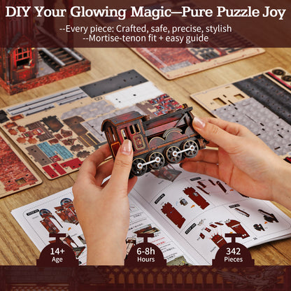 Magic Platform DIY Book Nook Kit Harry Potter Platform 9 3/4 Magic Express Railway Station Diorama Scenery 3D Wooden Puzzles