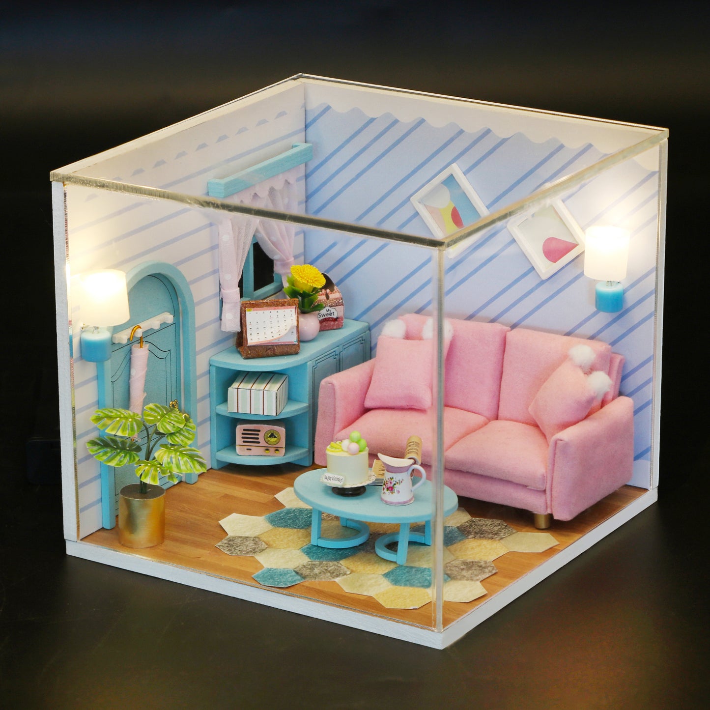 S2004 Sunny Living Room DIY Miniature Dollhouse Kit