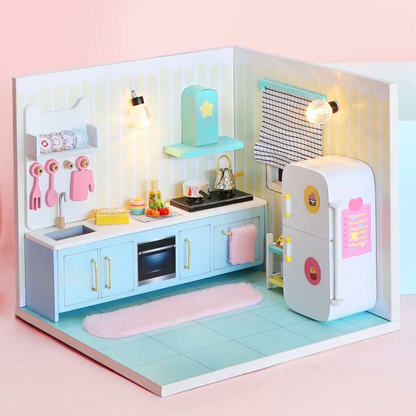 S2007 Happy Kitchen DIY Miniature Dollhouse Kit