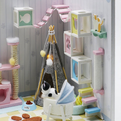 S2009 Meow's Home Cat Playroom DIY Miniature Dollhouse Kit