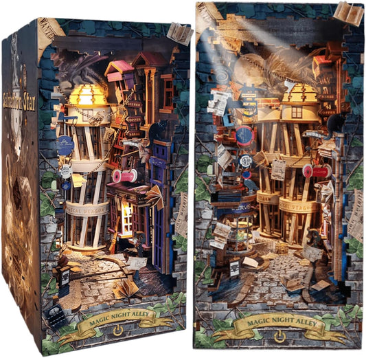 SQ16 Magic Night Alley DIY Book Nook Shelf Insert Diagon Alley Book Nook