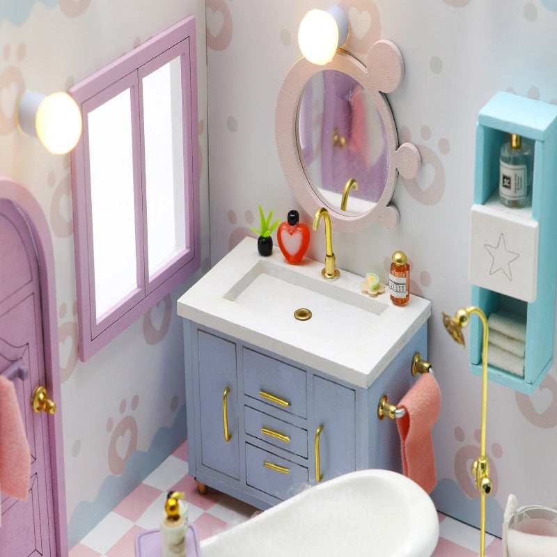 S2010 Cosy Bathroom DIY Miniature Dollhouse Kit