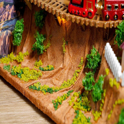 N002 Hot Air Balloon DIY Book Nook Kit Bookshelf Insert Miniature Crafts 3D Wooden Puzzles