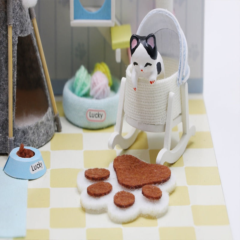 S2009 Meow's Home Cat Playroom DIY Miniature Dollhouse Kit