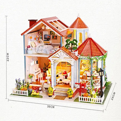 L2001 Coloured Glaze Time European Villa DIY Miniature Dollhouse Kit