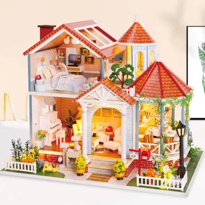 L2001 Coloured Glaze Time European Villa DIY Miniature Dollhouse Kit