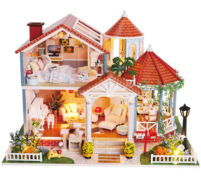 L2001 Coloured Glaze Time European Villa DIY Miniature Dollhouse Kit