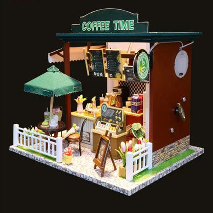 C006 Coffee Time Shop DIY Miniature Dollhouse Kit