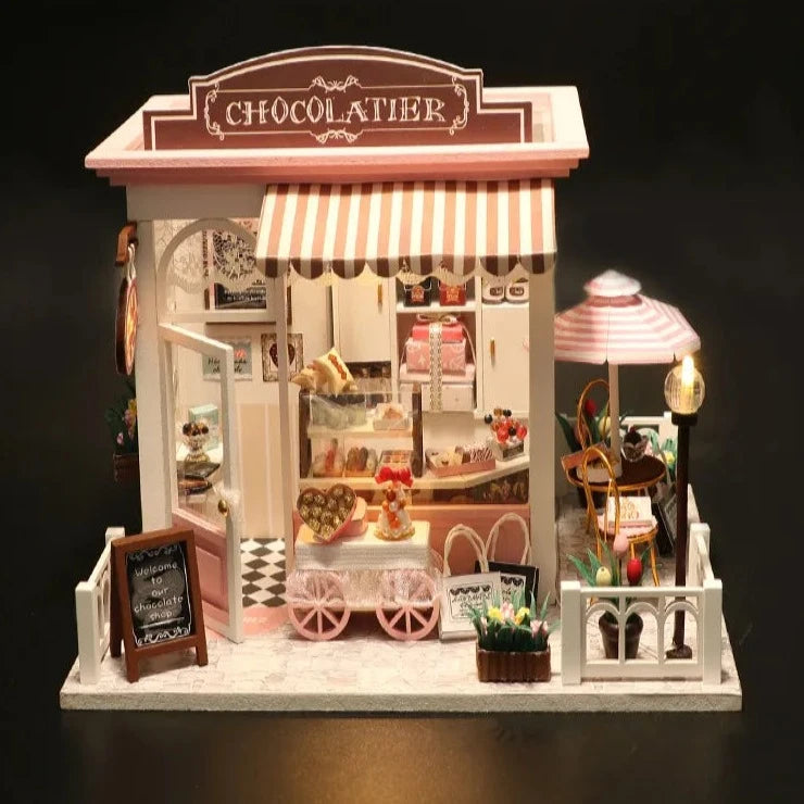 C007 Chocolatier Chocolate Shop DIY Miniature Dollhouse Kit