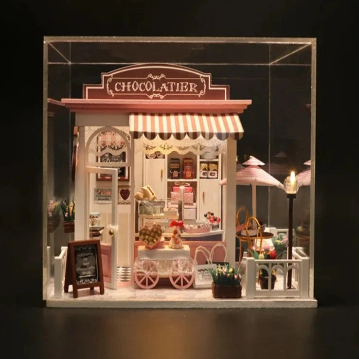 C007 Chocolatier Chocolate Shop DIY Miniature Dollhouse Kit