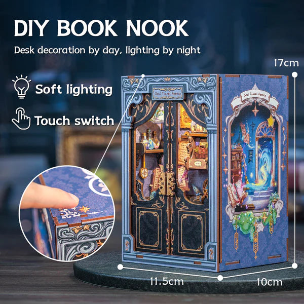 MF01 Soul Travel Agency DIY Book Nook Kit Bookshelf Insert Diorama Scenery Miniature Crafts