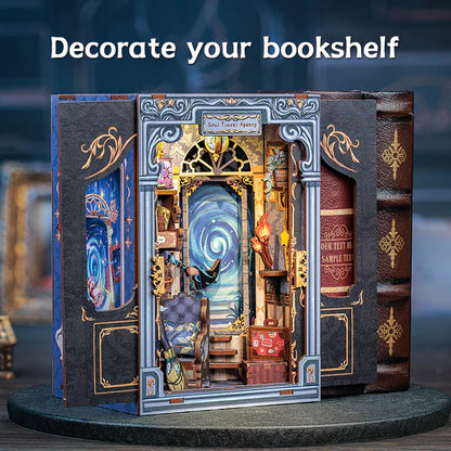 MF01 Soul Travel Agency DIY Book Nook Kit Bookshelf Insert Diorama Scenery Miniature Crafts