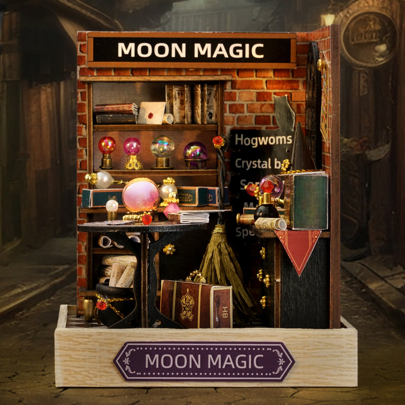 QT085 Moon Magic DIY Dollhouse Kit Miniature House Pharmacist Potion Shop 3D Wooden Puzzles