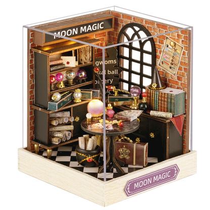 QT085 Moon Magic DIY Dollhouse Kit Miniature House Pharmacist Potion Shop 3D Wooden Puzzles