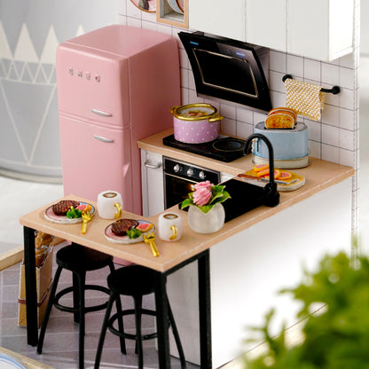 QT027 Taste Of Life DIY Dollhouse Kit Miniature House Kitchen Model 3D Wooden Puzzles