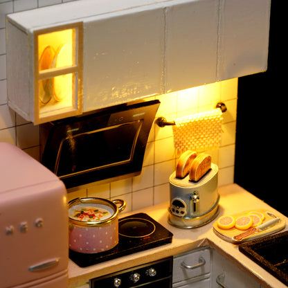 QT027 Taste Of Life DIY Dollhouse Kit Miniature House Kitchen Model 3D Wooden Puzzles