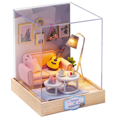 QT025 Afternoon Tea Time DIY Dollhouse Kit Miniature House Living Room 3D Wooden Puzzles