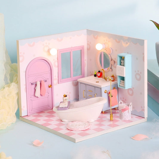 S2010 Cosy Bathroom DIY Miniature Dollhouse Kit