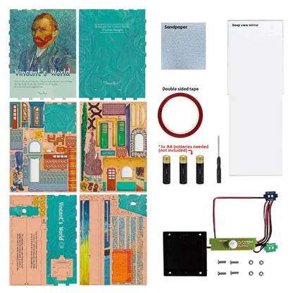 TQ113 Vincent World DIY Book Nook Kit Vincent Van Gogh The Starry Night Miniature Diorama Scenery