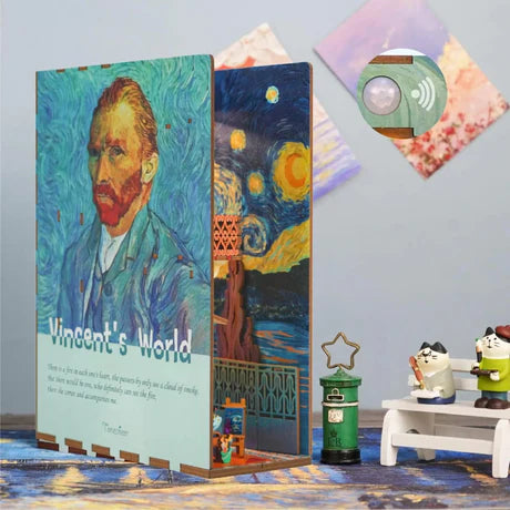 TQ113 Vincent World DIY Book Nook Kit Vincent Van Gogh The Starry Night Miniature Diorama Scenery