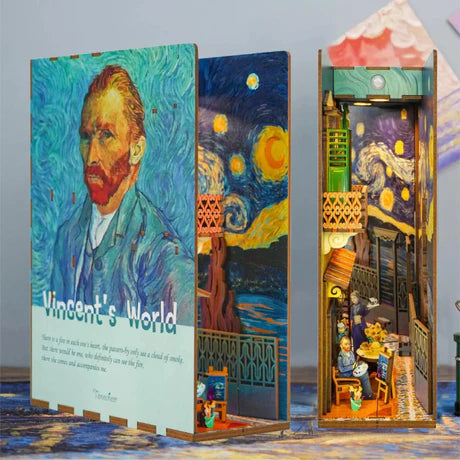 TQ113 Vincent World DIY Book Nook Kit Vincent Van Gogh The Starry Night Miniature Diorama Scenery