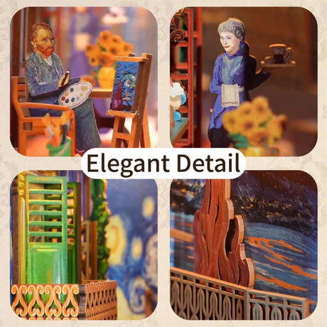 TQ113 Vincent World DIY Book Nook Kit Vincent Van Gogh The Starry Night Miniature Diorama Scenery