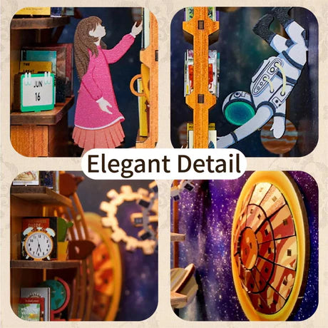 TQ110 Interstellar DIY Book Nook Kit Astronauts In Space Station Galaxy Miniature Scenery Diorama