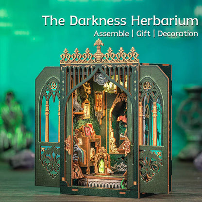 MF02 The Darkness Herbarium DIY Book Nook Kit Bookshelf Insert Diorama Scenery Miniature Crafts