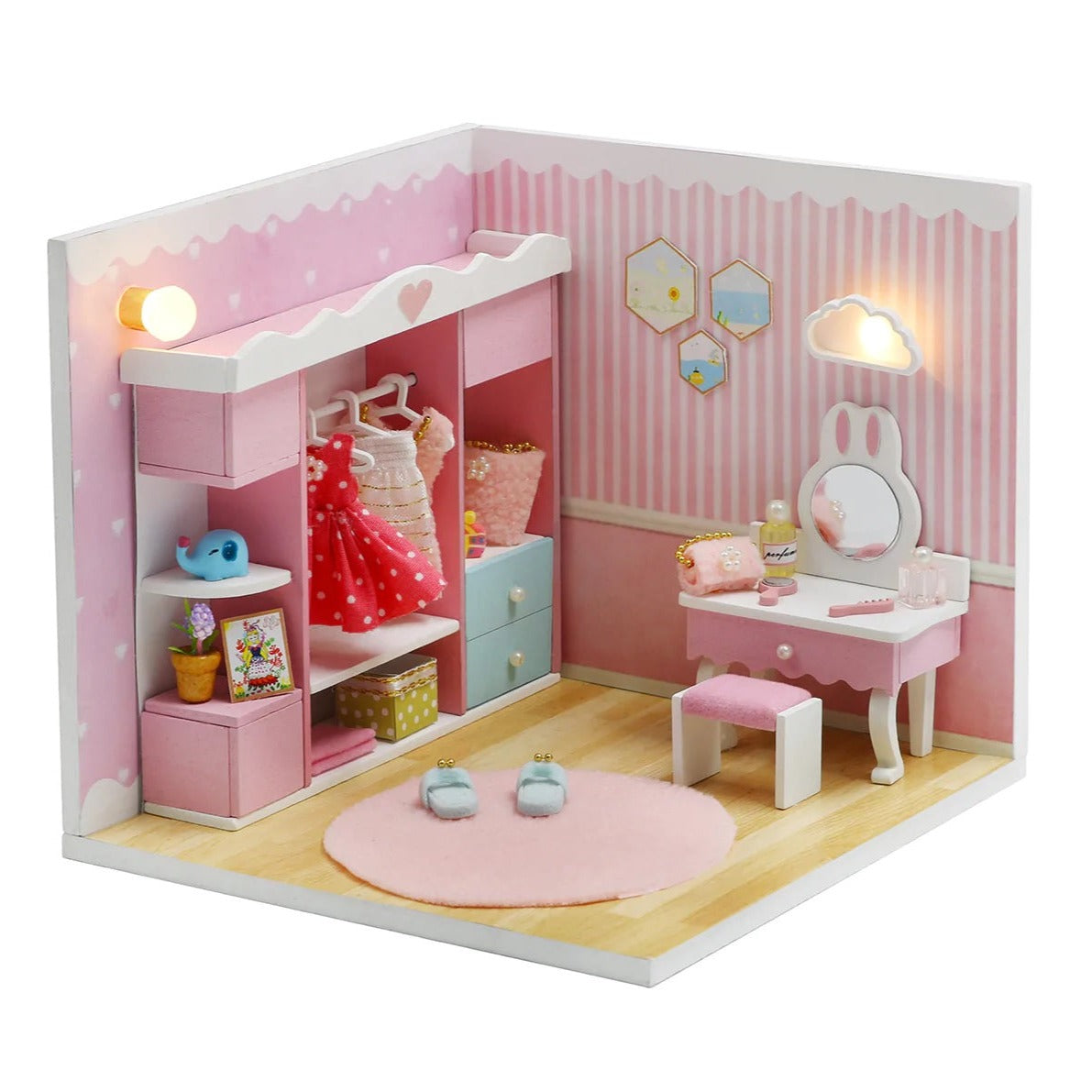 S2011 Lovely Cloakroom Girls Dressing Room DIY Miniature Dollhouse Kit