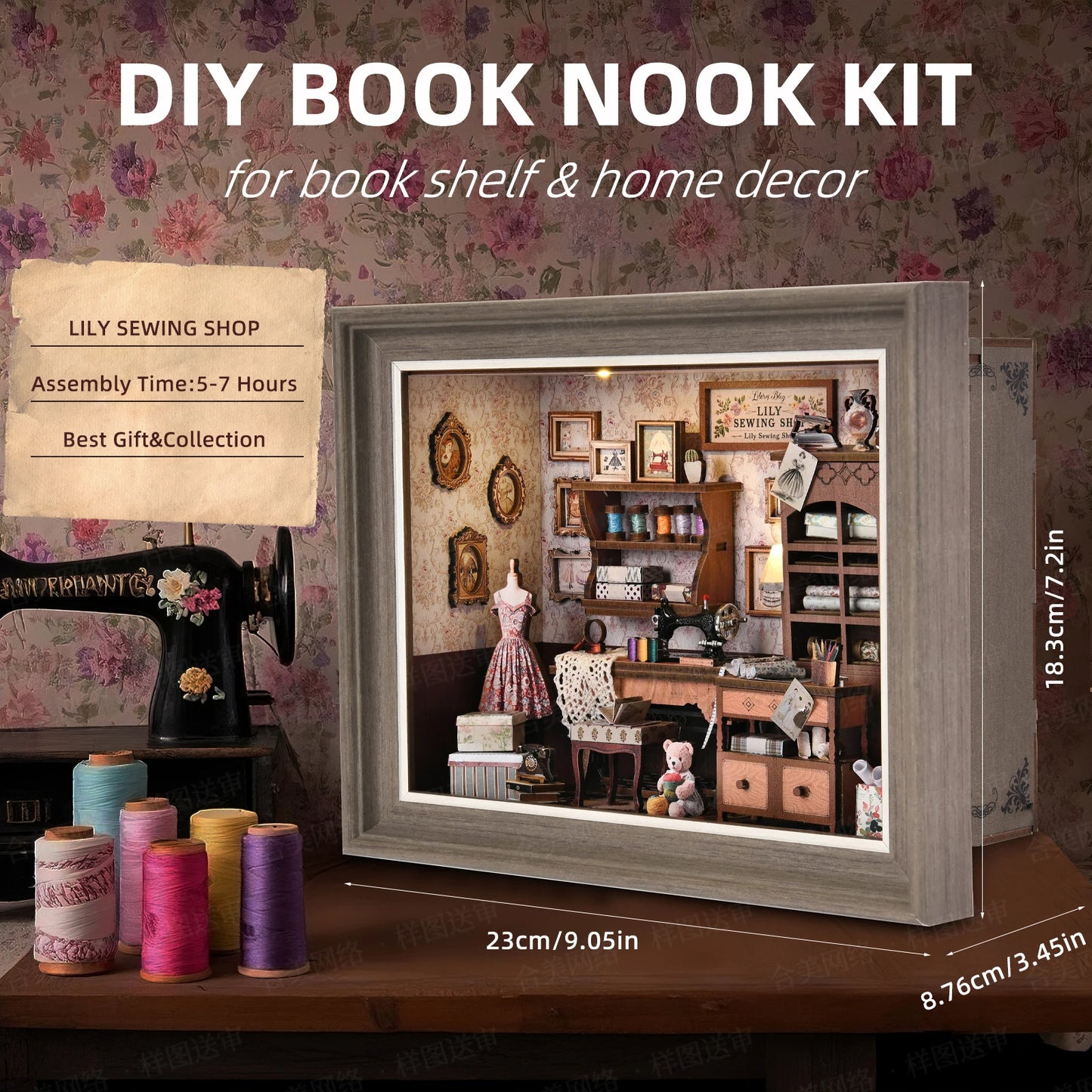 ZR01 Lily Sewing Shop DIY Dollhouse Miniature Kits Miniature Frames Tailor Shop Clothing Alterations Shop