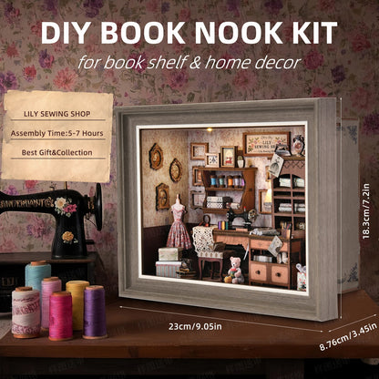 ZR01 Lily Sewing Shop DIY Dollhouse Miniature Kits Miniature Frames Tailor Shop Clothing Alterations Shop
