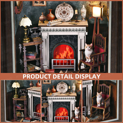 ZR02 Fireplace DIY Dollhouse Miniature Kit Chimney - Hearth - Settle - Furnace Miniature Frame Wall Decor With LED