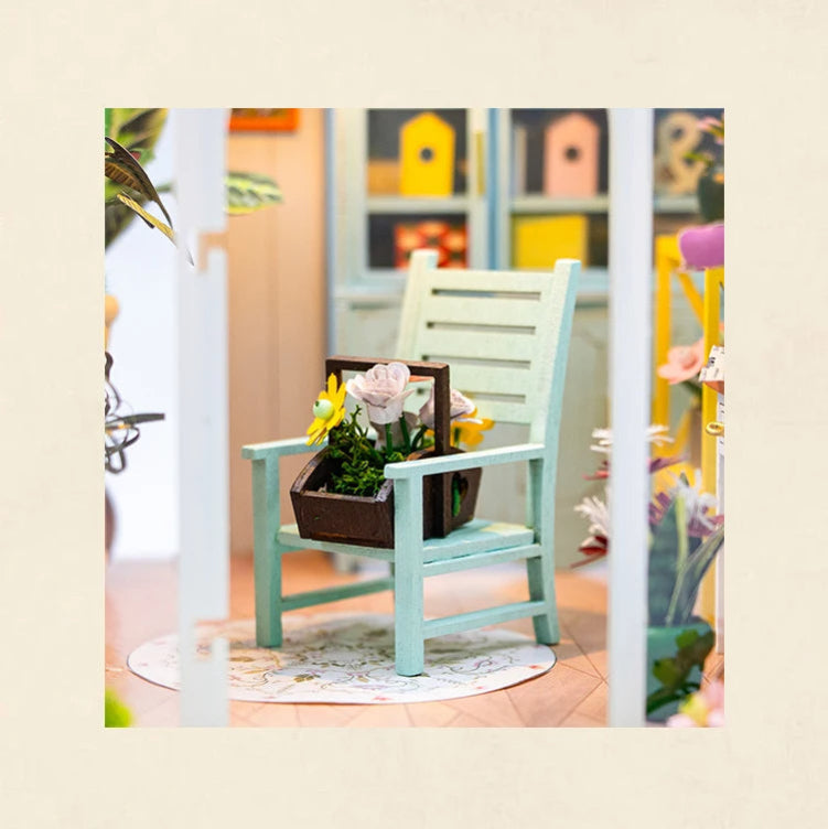 M2421 Sunshine Flower DIY Dollhouse Miniature Kit Garden House Miniature Greenhouse Diorama Scenery