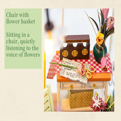 M2421 Sunshine Flower DIY Dollhouse Miniature Kit Garden House Miniature Greenhouse Diorama Scenery