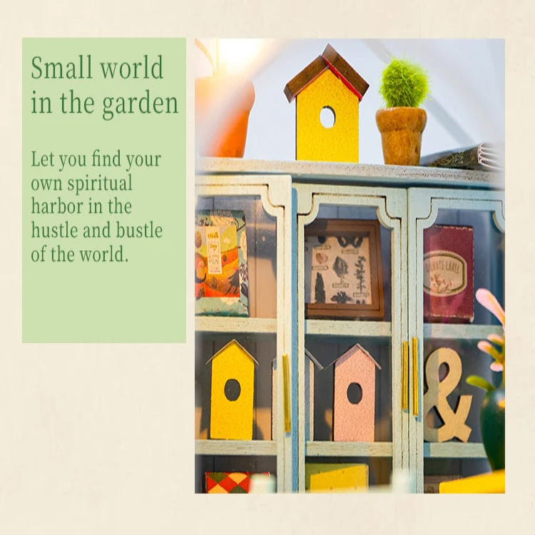 M2421 Sunshine Flower DIY Dollhouse Miniature Kit Garden House Miniature Greenhouse Diorama Scenery