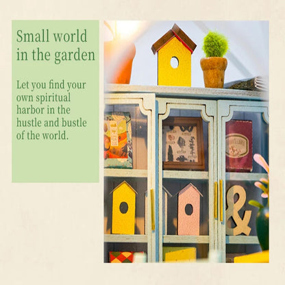 M2421 Sunshine Flower DIY Dollhouse Miniature Kit Garden House Miniature Greenhouse Diorama Scenery