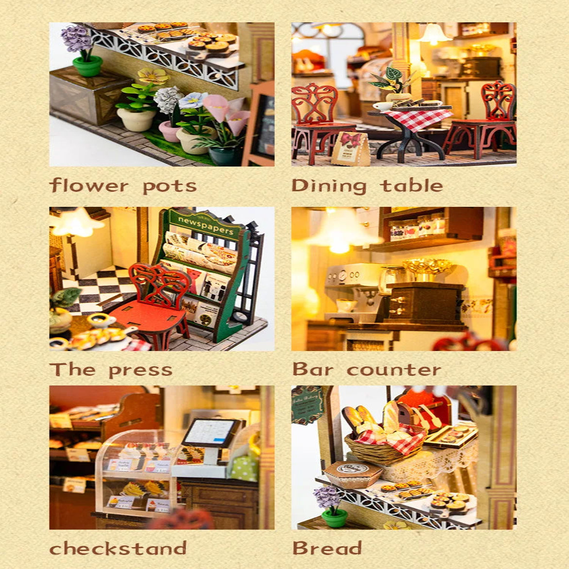 M2422 Julia Bakery DIY Dollhouse Miniature Kit Cake Shop Miniature Cafe Scenery Diorama