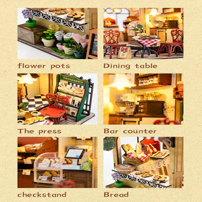 M2422 Julia Bakery DIY Dollhouse Miniature Kit Cake Shop Miniature Cafe Scenery Diorama