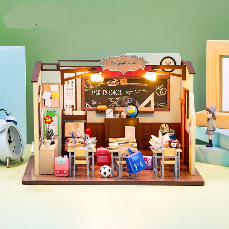 M2321 Classroom Miniature DIY Dollhouse Kit Age of Innocence Miniature School Classroom Scenery Diorama