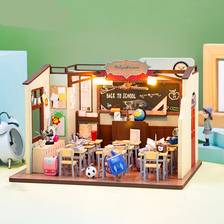 M2321 Classroom Miniature DIY Dollhouse Kit Age of Innocence Miniature School Classroom Scenery Diorama