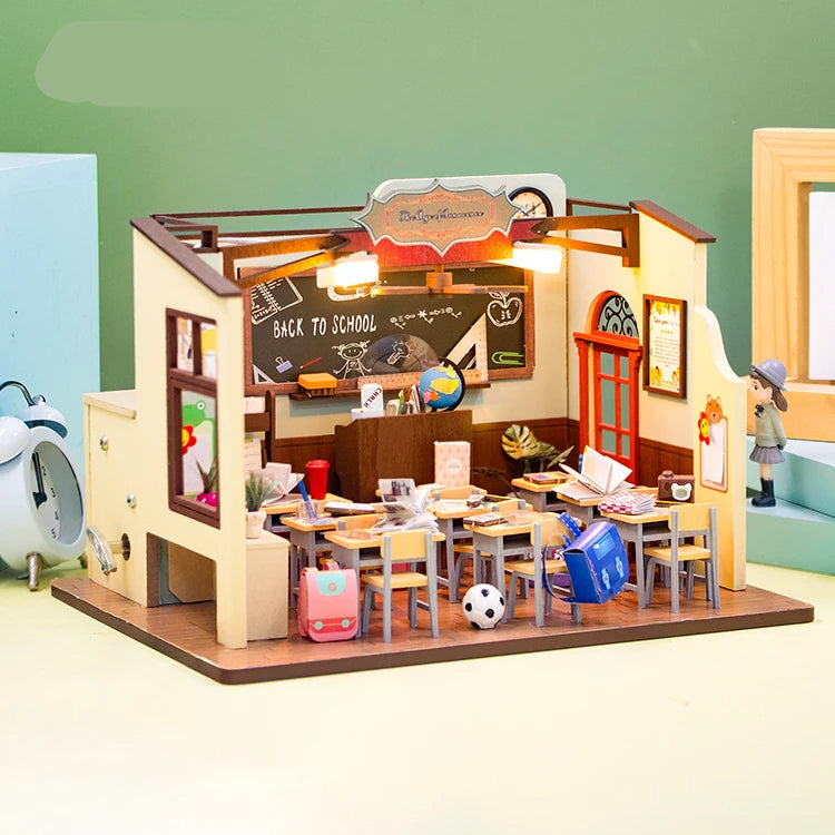 M2321 Classroom Miniature DIY Dollhouse Kit Age of Innocence Miniature School Classroom Scenery Diorama