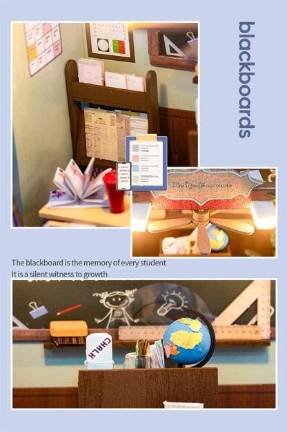 M2321 Classroom Miniature DIY Dollhouse Kit Age of Innocence Miniature School Classroom Scenery Diorama