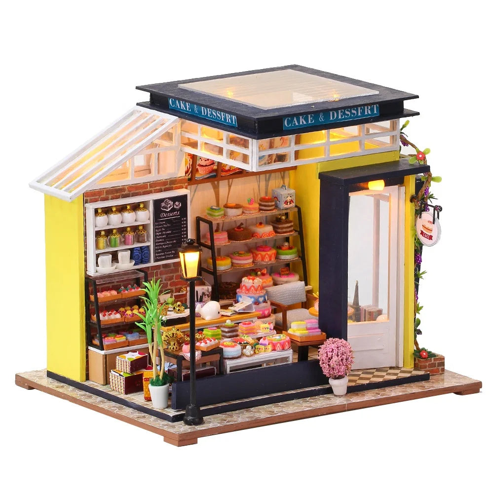 K1059 DIY Dollhouse Kit Cake & Dessert Miniature Bakery Cake Shop Scenery Diorama