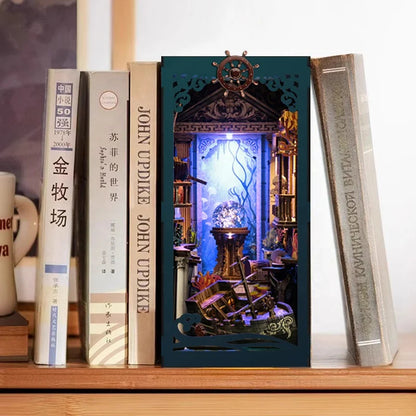 BV02-010 DIY Book Nook Kit Riddle On The Seabed Miniature Bookshelf Insert Marine Ship Diorama Scenery
