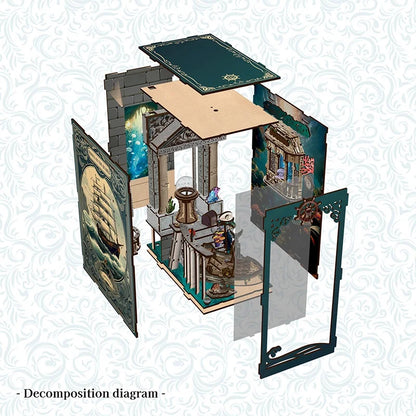 BV02-010 DIY Book Nook Kit Riddle On The Seabed Miniature Bookshelf Insert Marine Ship Diorama Scenery