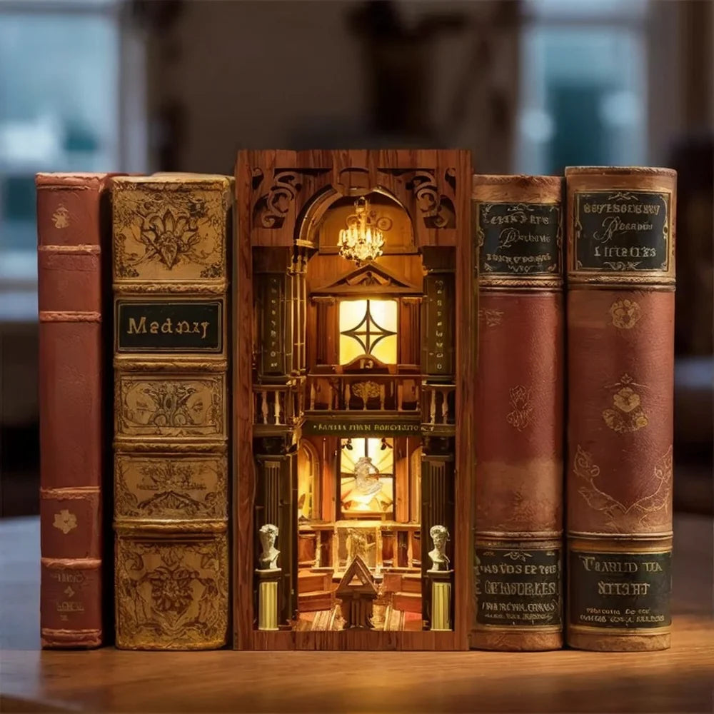 BV02-014 DIY Book Nook Kit The philosophical Library Miniature Bookshelf Insert Diorama Scenery Crafts