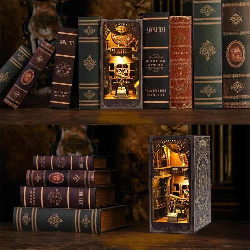 BV02-005 DIY Book Nook Kit Astronomy Museum Miniature Bookshelf Insert Diorama Scenery Crafts