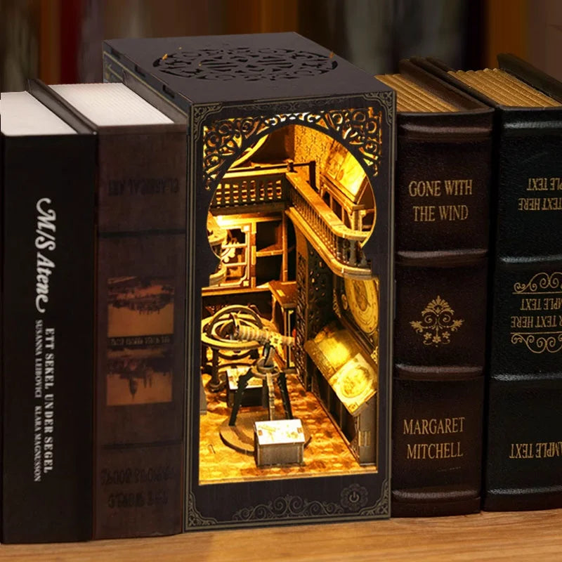BV02-005 DIY Book Nook Kit Astronomy Museum Miniature Bookshelf Insert Diorama Scenery Crafts