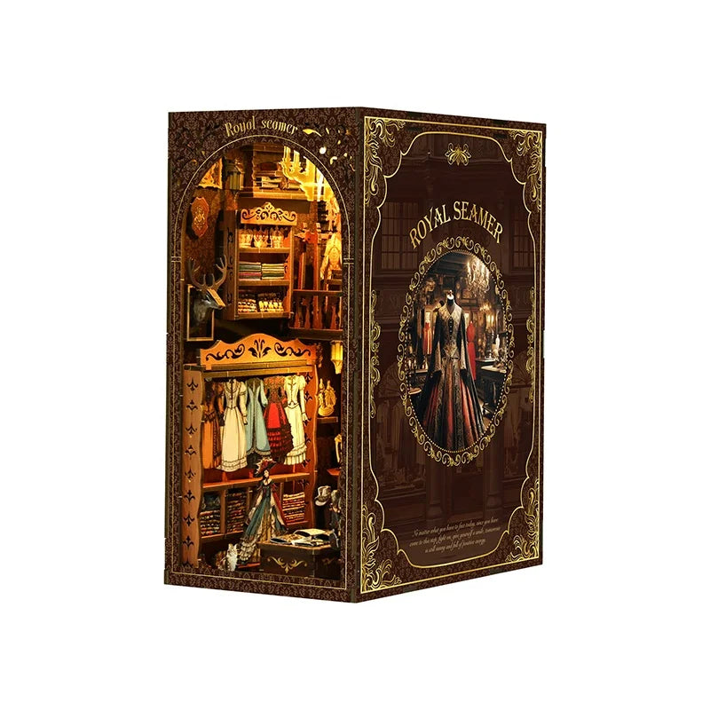 BV02-009 DIY Book Nook Kit Royal Seamer Miniature Bookshelf Insert Diorama Scenery Crafts