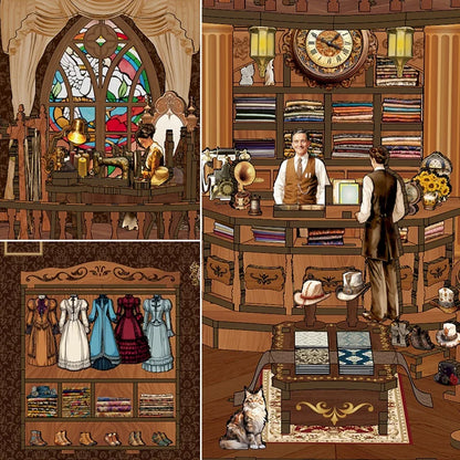 BV02-009 DIY Book Nook Kit Royal Seamer Miniature Bookshelf Insert Diorama Scenery Crafts